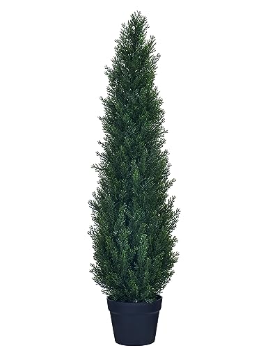HAIHONG 3ft Artificial Cedar Topiary Trees - Fake Boxwood Topiary Cypress Trees Potted Plants, Artificial Plants Shrubs for Home Indoor Outdoor Garden Porch Decor - size: 7in