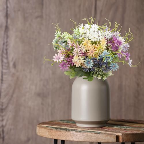 Silk Artificial Daisy Flowers Fake Floral Bulk UV Resistant Wildflowers Bouquet Arrangement for Outdoor Home Indoor Table Office Garden Wedding Decoration (Mix Color), 6 Pcs - color: Mix Colorxin