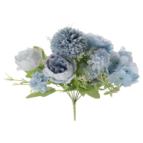 Artificial Peony Bouquet Faux Floral Decorations 7-Branch Purple Hydrangea Stem Silk Flowers for Home Table Centerpiece Wedding Party Decor