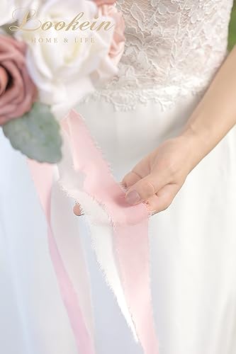 Lookein 10 Inch Wedding Bouquet for Bride Artificial Flowers Birdal Bouquet Tossing Bouquet for Wedding Ceremony Anniversary Bridal Shower, French Dusty Rose - color: 10" French Dusty Rose