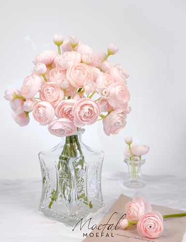 Ranunculus Artificial Flowers 18pcs, Faux Silk Mini Ranunculus Bulk Fake Wedding Filler Flowers for DIY Bouquets Centerpieces Bridal Shower Decorations Arrangements, Blush Pink - color: Blush Pink
