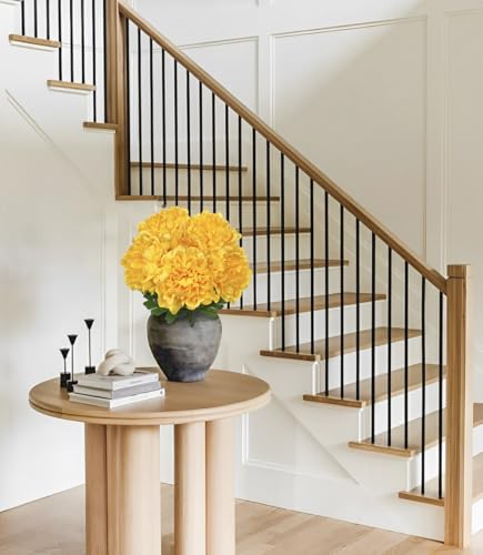 Briful Artificial Peony Flowers Bouquet 15.7" Faux Yellow Silk Peonies Floral Arrangement Fake Flower Stems for Home Office Wedding Party Table Vase Centerpiece Decor - color: Yellow