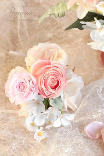 Floroom Blush Cream Artificial Flowers Fake Roses Peonies Dahlia and Greenery Combo Box Set for DIY Wedding Bouquets Bridal Shower Centerpieces Floral Arrangements Party Tables Home Decorations - color: Whisper Blush Cream
