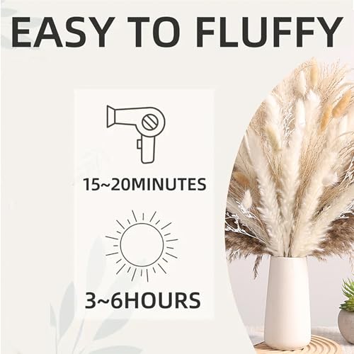 Dried Pampas Grass Bouquet White and Brown Boho Floral Arrangement Wedding Decor and Rustic Home Decor Faux Pampas Grass Tall Centerpiece for Table and Vase (Natural Harmony) - color: Natural Harmony
