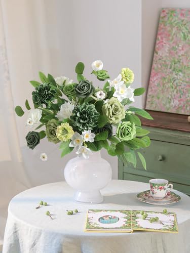 rongflower Green Artificial Flowers Combo Set Fake Flower Leaf Box with Stemst for DIY Wedding Bridal Bouquet, Centerpieces, Home Decor, Floral Arrangement Decor - color: Green