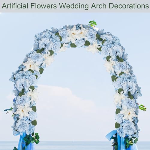 Pack of 6 Wedding Arch Decorations, 18 inch Artificial Flower Table Centerpieces Floral Arrangement for Wall Backdrop Party Bridal Shower Event Decor - Blue - color: Blue, size: Pack of 6 Flower Arrangements