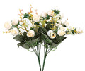 Duovlo 7 Branch 21 Mini Rose Heads Artificial Flowers Bouquet Wedding Home Office Decor,Pack of 2 (2 PCS Champagne) - color: 2 Pcs Champagne