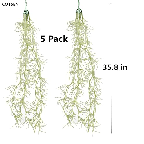 COTSEN 5 Pack Spanish Moss Faux Greenery Moss Fake Vines Moss Hanging Plants for Potted Plants Artificial Hanging Moss Garland Used for Family Indoor and Outdoor Gardens Decoration