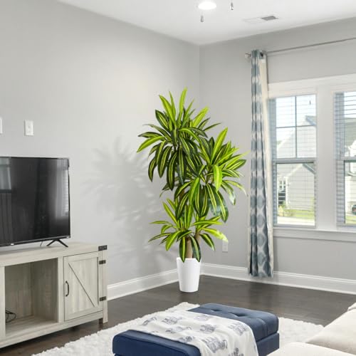 Warmplants Artificial Dracaena Tree, 6ft Tall Fake Dracaena Plant with Basket, Indoor Outdoor Faux Topiary Yucca Trees for Office Home Living Room Porch Patio Décor - color: Dracaena, size: 6ft