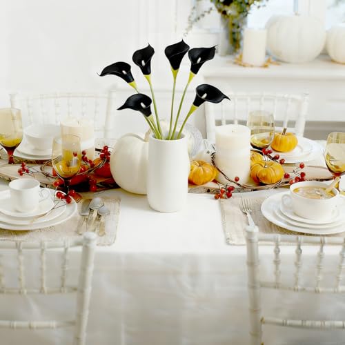 Black Calla Lily Artificial Flowers 22PCS 25" Real Touch Long Stem Faux Calla Lillies for DIY Wedding Bouquet Party Home Decor (Black) - color: Black