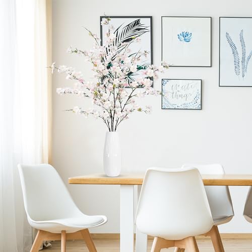 Sggvecsy Artificial Cherry Blossom Flowers 4 Pcs Faux Cherry Blossom Stems Faux Silk Cherry Blossom Branches 43’’ Fake Flowers Long Stems for Vase Arrangements Home Wedding Table Decor (Light Pink) - color: Light Pink