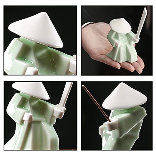 LYART Tea Pet Warrior Statue Figurine Tea Ornament Accessories Cute Kung Fu Tea Ceramic Sculpture Decoration Gift for Tearoom Home Office Children's Day Gift for Tea Lover 1pcs(Green) - color: Greena