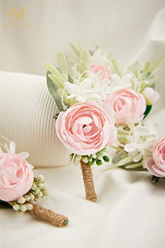 Pink Boutonnieres for Men 6Pcs Faux Silk Wedding Prom Groom | Faux Pink Boutonniere for Wedding Prom Homecoming Anniversary Formal Dinner Party Engagement Graduation Gift Groom Best Man - color: Pink3# Boutonniere(6 Piece)
