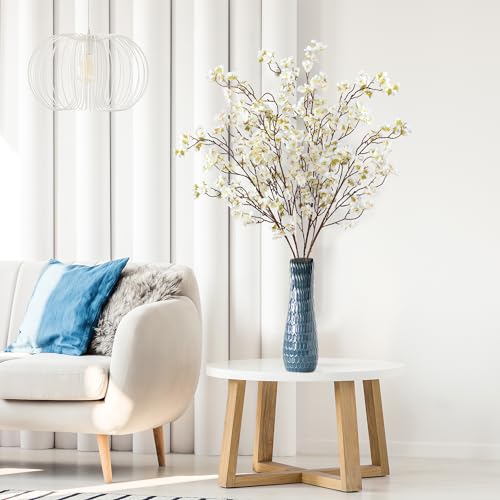Sggvecsy Artificial Cherry Blossom Flowers 4 Pcs Faux Cherry Blossom Stems Faux Silk Cherry Blossom Branches 41’’ Fake Flowers Long Stems for Vase Arrangements Home Wedding Table Decor (White) - color: New White