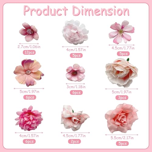 50 PCS Mini Pink Artificial Roses, Mixed Style Faux Flowers, Perfect for Gift Decoration, Cupcake Topper, Wedding, Home Decor, Dress Accents & DIY Crafts