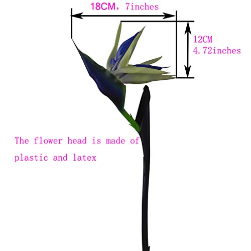 Calcifer 32'' Real Touch Bird of Paradise Artificial Flowers Bouquet for Home Garden Decoration/Wedding Party Decor (Package Quantity: 5 Stems Blue) - color: Package Quantity: 5 Stems Blue