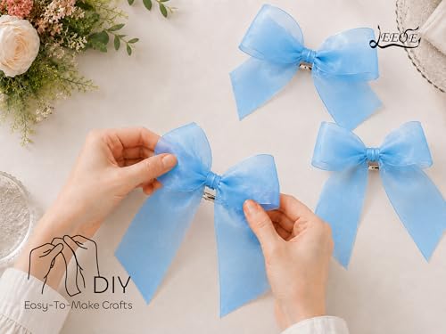 Light Blue Organza Ribbon 1-1/2 inch x 50 Yards Sheer Chiffon Ribbon for Gift Wrapping Wedding Invitations Party Decoration Bridal Bouquets Crafts - color: Light Blue, size: 1-1/2" X 50 Yards