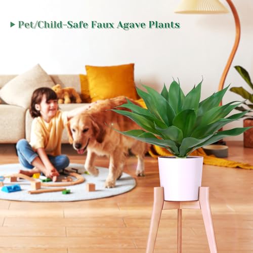 2 Pack Fake Agave Plants 18 Inch Large Artificial Succulents Realistic UV Resistant Faux Aesthetic Plants for Outdoor Decoration Tropical Plant Home Garden Front Porch Decor - 21Leaves, Dark Green - color: Green, size: 18"- 2pcs