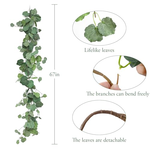 3 Strands Odorless Begonia Artificial Vines, 6FT Silk Ivy Garland, Fake Greenery Hanging Plants, Decoration for Party, Wedding, Room, Office - color: Green3