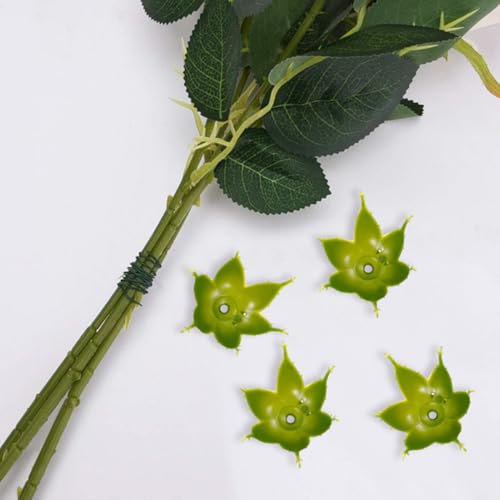 TEHAUX 100pcs Plastic Rose Calyxes 2.2 x 1.4 inch Green Flower Sepals for DIY Artificial Flower Stems Floral Craft Receptacle Bases for Home and Shop Decorations