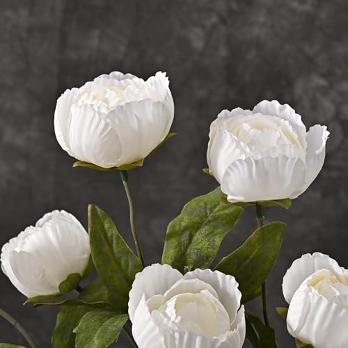 Waipfaru 12 Pcs Faux Peonies Artificial Flowers for Vase, 27" Fake Silk Peonies Flowers for Wedding, Vase Filler White Flowers for DIY Bouquets Centerpieces Bridal Shower Office Decor - color: White, size: 12Pcs