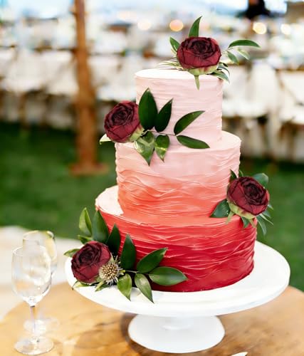 Artificial Peonies,24PCS Vintage Fake Peonies Flower Heads 2.56" Realistic Burgundy Roses with Stems for Wedding Chair Sign Cake Party Home Decoration (Burgundy) - color: Burgundy