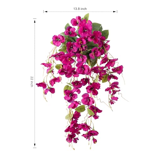 Fake Hibiscus Artificial Hanging Flowers Plants for Outdoors Spring Decoration, 4pcs Silk Hibiscus Vines Realistic UV Resistant Faux Flowers for Outside Planter Porch Patio Yard Wedding Party, Fuchsia - color: Fuchsia, size: 4 pcs