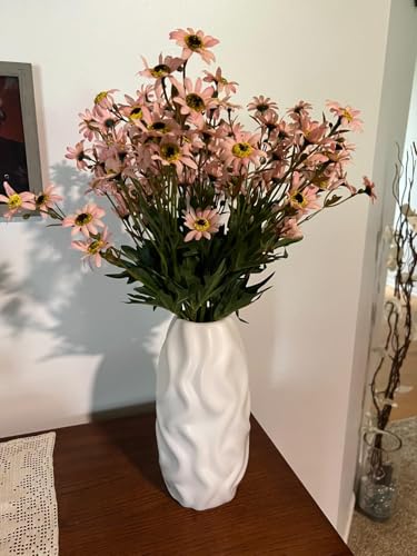 ATFL 23'' Artificial Daisy Pink,6 Bouquets Fake Daisies Flowers,Faux Daisies for Home Table Centerpieces Arrangement Decoration (6, Pink) - color: Pink