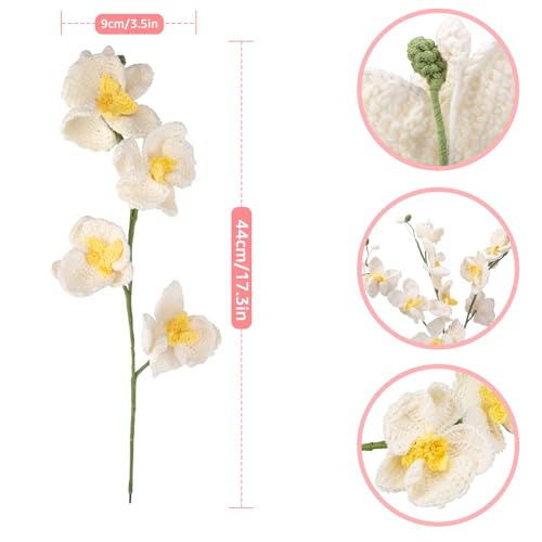 Noocro Crochet Kit Flower Bouquet, Rose, Lily Myosotis, Poppy, Tulip and Orchid with Video Tutorial and Detailed Instructions, Complete Kit Craft Supplies Holiday Gift (Orchid)