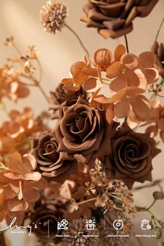 Ling's moment Artificial Greenery Stems Box Set, Faux Greenery Picks for DIY Bridal Bouquets Wedding Floral Arrangement Table Centerpieces, Earth Brown & Sugar Alomnd - color: Filler Flower Combo- Earth Brown & Sugar Alomnd