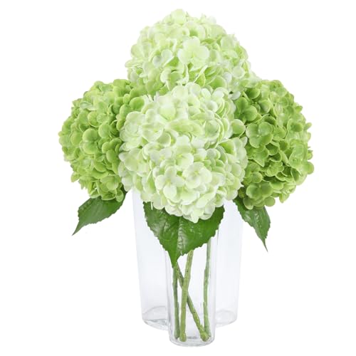 DuHouse 4Pcs Large Hydrangea Artificial Flowers,20 inch Latex Real Touch Hydrangeas for Home Wedding Bouquets Centerpieces Party Living Room Decoration(2Pcs Light Green+2Pcs Green) - color: 2pcs Light Green+2pcs Green, size: 4pcs