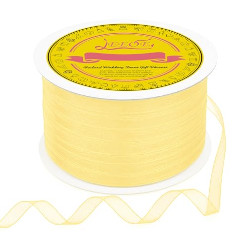 Ivory Organza Ribbon 1/4 inch x 200 Yards Sheer Chiffon Ribbon for Gift Wrapping Wedding Invitations Party Decoration Bridal Bouquets Crafts - color: Ivory, size: 1/4" X 200 Yards