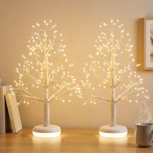 PEIDUO Small Christmas Tree with 136 Lights, 1.64 FT Rechargeable Artificial Trees with 6 Modes, Timer & Dimmable Control, Fairy Light Spirit Tree for Christmas Decorations Indoor Home Decor (2PK) - style: 2PK Christmas tree
