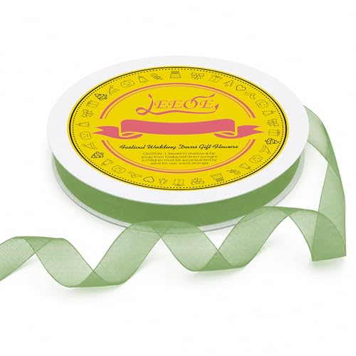 Light Green Organza Ribbon 5/8 inch x 100 Yards Sheer Chiffon Ribbon for Gift Wrapping Wedding Invitations Party Decoration Bridal Bouquets Crafts - color: Light Green, size: 5/8" X 100 Yards
