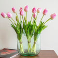 Artificial Tulips Flowers,Latex Bouquet, Fake Tulips,Spring Wedding Home Room Table Centerpiece Decor - color: 15pcs Baby Pink(no Vase)