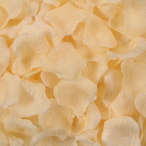 1000 Pcs Artificial Fake Rose Petals,Flower Petals for Romantic Night, Engagement, Party, Wedding, Event Flower Decorations, in Bulk(Champagne Color) - color: Champagne, size: 1000Pcs