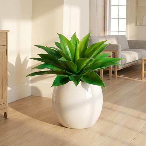 Artificial Agave Faux Agave Fake Greenery Outdoor Artificial Plants Fake Plants for Indoor Home Decor Plastic Plants Outdoor Decor Front Porch Decor Simulation Plants 22"(2Pcs Green) No Vase - color: 22''green