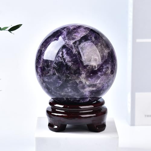 Large Dream Amethyst Crystal Ball with Stand Healing Crystals Sphere for Meditation, Divination, Witchcraft 100-110mm/3.9-4.3" - color: Dream Amethyst, size: 3.9 - 4.3 inches