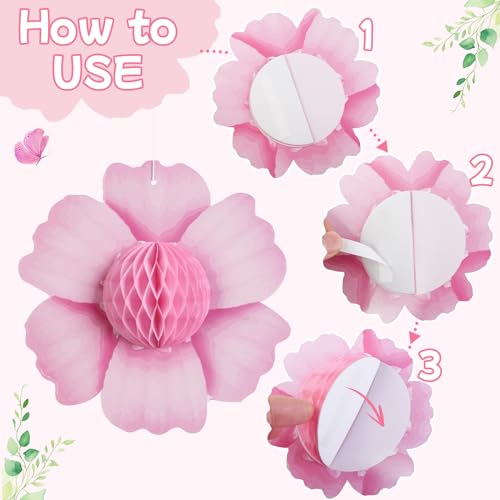 Paper Jazz Hanging Paper Flower Sunflower Honeycomb Party Decoration Pink Orange Spring Garden Themed Summer Party Supplies Large Paper Flower for Wall for Tea Party Baby Shower Wedding. - color: Pink&orange