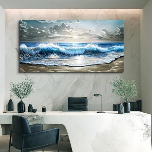 ZUITINGHUA Canvas Wall Art For Living Room Large Wall Decor For Office Bedroom Decorations Ocean Wave Landscape Pictures Beach Sunset Painting Artwork Room Wall Mural Aesthetic Home Decor 30x60 In - color: Ocean Wave Beach Sunset, size: 60"L x 30"W