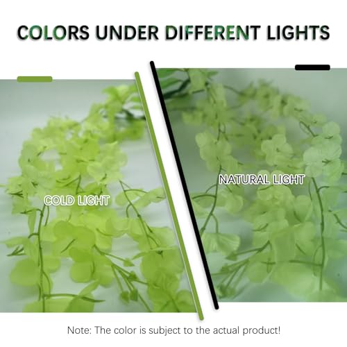 12 Pack Green Wisteria Hanging Flowers Garland, 3.77 Feet Artificial Flower Vines, Fake Wisteria, Artificial Vines Hanging Garland for Backdrop Outdoor Yard Garden Decor - color: Green, size: 12 PCS