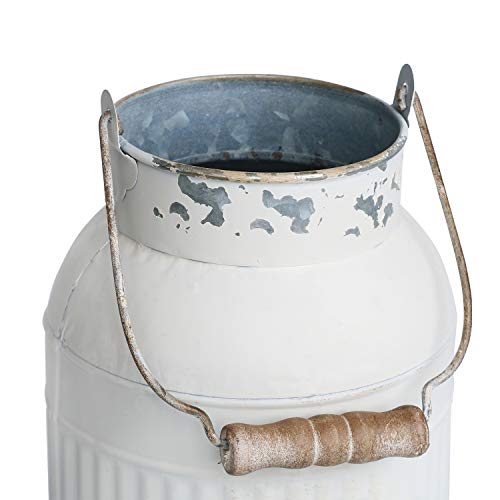 Yoillione Milk Jug, Farmhouse Vase, Decor with Handle - White Metal Vase for Artificial Flowers - color: White, size: Large