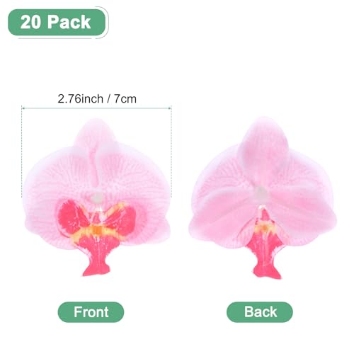 M METERXITY 20-Pack Artificial Orchid Flower Heads, Silk Faux Butterfly Flowers Head for Wedding/Bouquet/Bridal/Party Decor, Fake Phalaenopsis Petals Bulk [2.76 Inch, Pink] - color: Pink, size: 2.76 Inch
