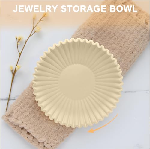 Brown Decorative Bowls for Home - Stylish Flat Purse Bowls - Round Foyer Key Bowl - Handmade Resin Scalloped Ruffle Bowl for Display Centerpiece - color: Brown, size: 8.65 inch
