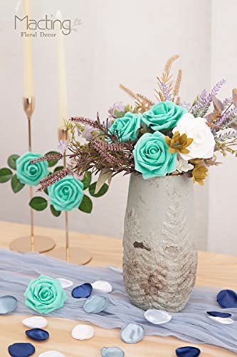 MACTING Artificial Flower Roses 30PCS Real Touch Fake Flowers with Stem Foam Roses for DIY Wedding Bouquets Table Centerpieces Party Baby Shower Home Summer Mothers Day Decorations,Mint Green - color: Mint Green, size: 30PCS