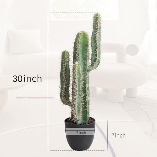 momoplant Artificial Cactus Fake Plant 30 Inch Tall Faux Cacti Plants for Home Garden Office Store Decoration - size: 30inch-green