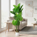 3.6FT Artificial Monstera Deliciosa Plant in White Tall Planter, 43"H Fake Decorative Evergreen Potted Swiss Cheese Floor Tree, Indoor Faux Tropical Plants for Living Room Porch Entryway Office Decor