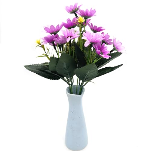 Artificial Daisy Silk Realistic Wildflowers Bouquet, Fake Flowers Daisies Bunches Plants for Outdoors decoration Indoor Vase Fill Table Centerpieces Arrangements Wedding Garden Décor Fuchsia 4 Pack - color: Daisy - Fuchsia - 4 Bundles