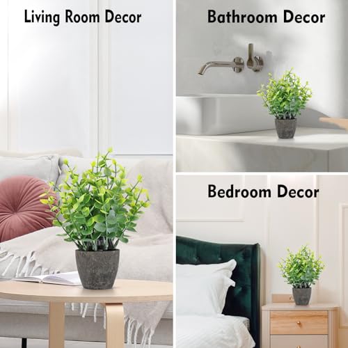 FAVOWREATH 2 Pack Fake Plants Ceramic Mini Artificial Greenery Potted Plants for Home Decor Office Decor Room Decor Farmhouse Decor Indoor Table Bathroom Decor - color: 2 Black
