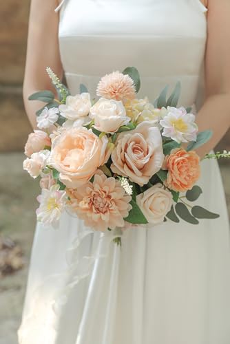 rongflower Nude Champagne Artificial Flowers Combo Set Fake Flower Leaf Box with Stemst for DIY Wedding Bridal Bouquet, Centerpieces, Home Decor, Floral Arrangement Decor - color: Nude Champagne
